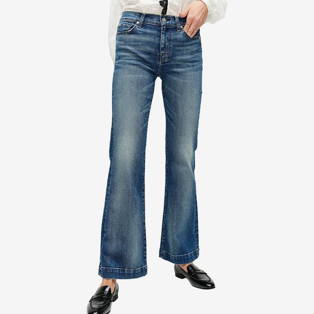7 For all Mankind Jeans Dojo Lattice Pocket 7 FAM Sz 29 wide leg flair denim EUC